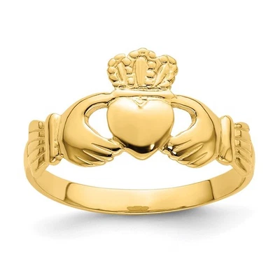 14k Yellow Gold Polished Claddagh Shape Ring Size 7 - Изображение 1 из 4