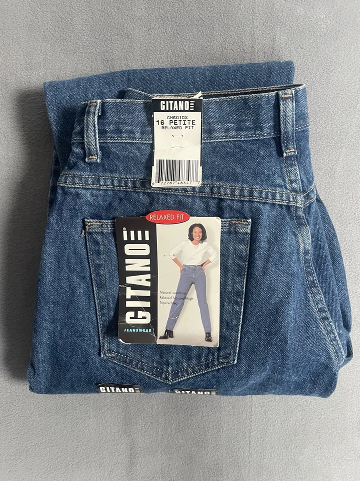 VTG Gitano Relaxed Fit Women's Size 16 Petite 32x28 Med Wash Blue New With Tags - Image 1 of 4