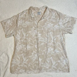 Camisa Distortion Hombres Moderna Hawaiana Floral Beige Abotonada XL 100% Viscosa  - Imagen 1 de 8