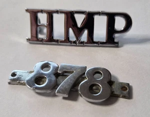 2 x ENGLAND 70s HMP Prison # 878 Police Badge Polizei Abzeichen Great Britain - Bild 1 von 6