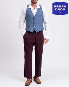 RRP€250 EMPORIO ARMANI Light Wardrobe Linen Waistcoat EU50 US40 L Blue - Picture 1 of 7