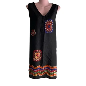 Vintage MTB Meant To Be Dress Womens Size 2X Black Tribal Ethnic Boho Resort - Picture 1 of 6