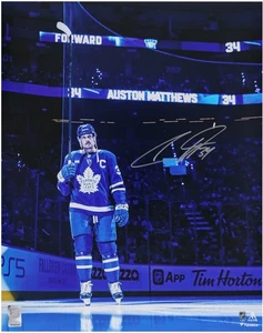 Auston Matthews Toronto Maple Leafs Signed 16x20 Pregame Salute Photo - Picture 1 of 1