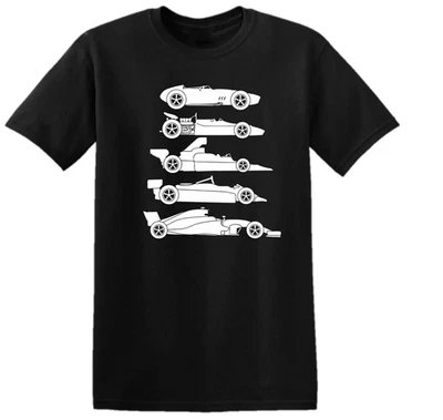 F1 Evolution T-Shirt Vintage Racing Car Tee Motorsport Fan T Shirt Tee Top - Image 1 of 2