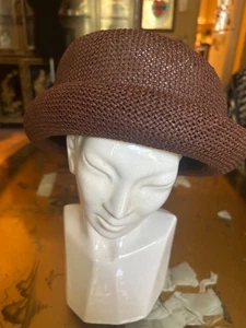 Sombrero de sol de paja tejido natural Cloche para mujer de Filippo Catarzi ala ancha Italia - Imagen 1 de 10