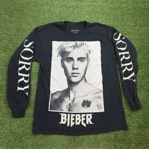Justin Bieber Shirt Large Sorry Purpose Tour Long Sleeve Concert Merch Vintage - Picture 1 of 5