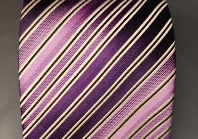 Corbata de cuello Alfani para hombre hecha a mano 100 % seda púrpura rayas de ley NUEVA PRECIO DE VENTA SUGERIDO POR EL FABRICANTE - $49,50 Foto 1 de 4