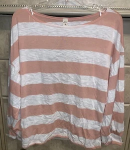 SALE Lazy Sunday’s boatneck style striped top size medium lantern sleeves NWT - Picture 1 of 3