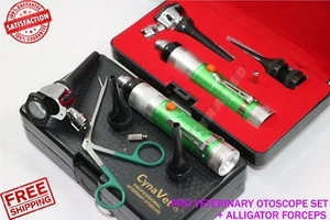 GREEN PREMIUM OTOSCOPE SET + HARTMAN ALLIGATOR FORCEPS VETERINARY DIAGNOSTIC - Picture 1 of 8
