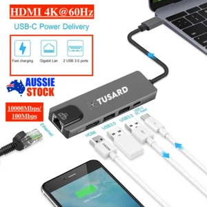 TUSARD 5 in 1 USB C Hub, 1000Mbps Ethernet Port,4K HDMI@60Hz, 2 X USB3.0, 60W PD - Picture 1 of 7