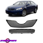 Fits 2007-2009 Toyota Camry Front Upper Lower Grille Mesh Style Gloss Black Set