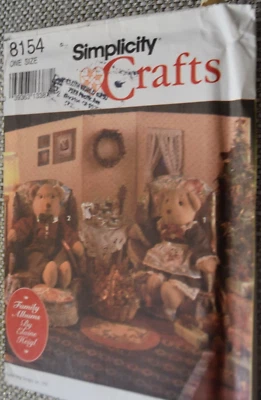 Simplicity Crafts Elaine Heigl 8154 Teddy Bears 12" Xmas Decor Furniture Uncut - Image 1 of 2