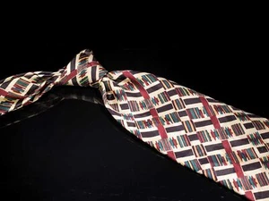 Vintage Robert Talbott Studio Silk Tie Cream Burgundy Abstract Designer Necktie - Bild 1 von 5