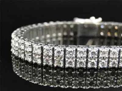 Brazalete de plata de ley 925 con dije de circonita cúbica de corte redondo de 15 quilates para hombre y mujer Foto 1 de 4