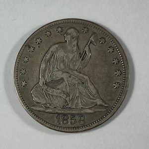 1858 Seated liberty 50C (#20109) Abt XF nice original coin - Picture 1 of 2