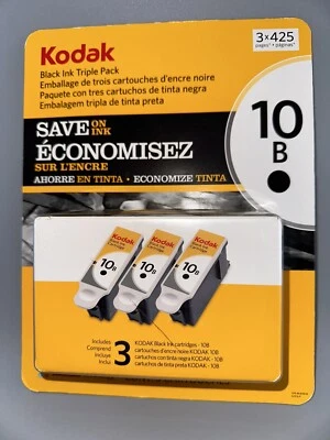 Kodak 10B Genuine OEM 3pk Triple Pack Black Set Ink Cartridges  New Sealed - Image 1 of 4