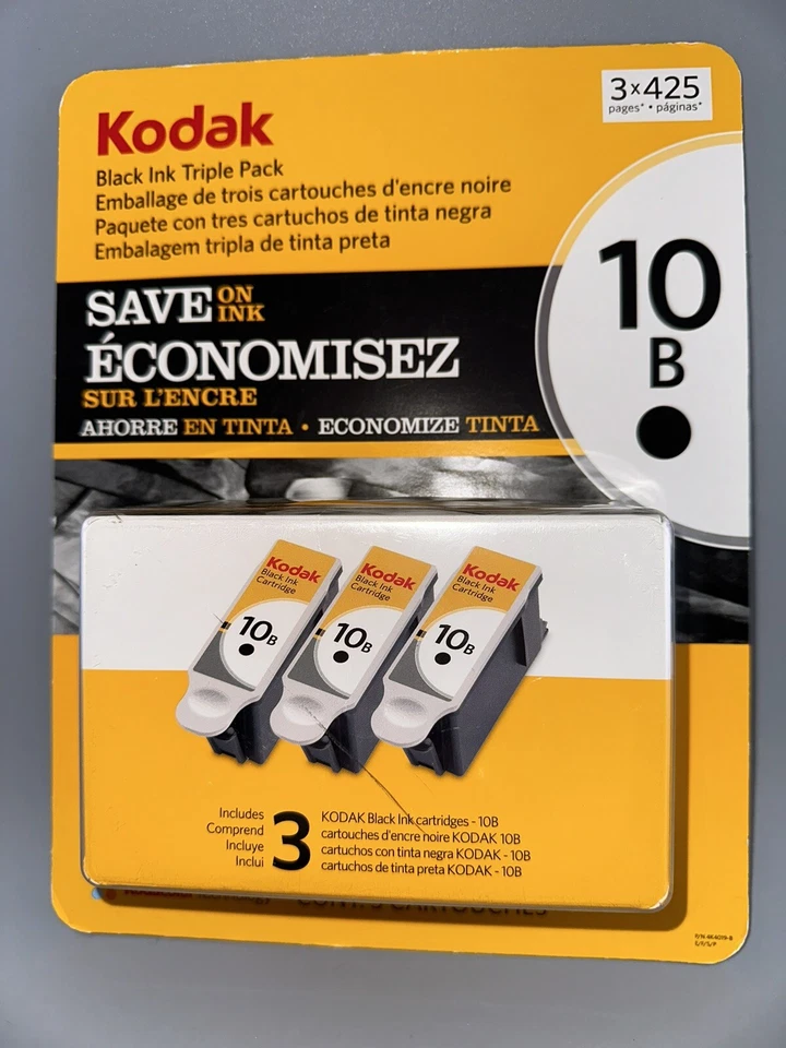 Conjunto de cartuchos de tinta Kodak 10B genuíno fabricante de equipamento original pacote triplo preto novo lacrado - Imagem 1 de 4