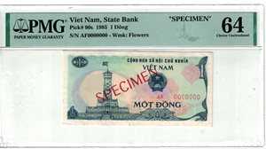 Vietnam - Specimen 1 Dong 1985 PICK# 90s PMG: 64 Choice UNC. #PL2364 - Picture 1 of 2