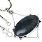 Necklace Moss Agate Gemstone Handmade 925 Antique Silver Jewelry 2"