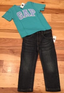 Baby Gap Jungen 2/2T Outfit. Türkisfarbenes GAP Logo Hemd & Skinny Fit Jeans. Neu mit Etikett - Bild 1 von 6
