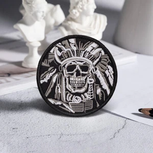 Skull Soldier Embroidered Sew On Hook Loop Patch Badge Fabric DIY Craft Sticker - Picture 1 of 4