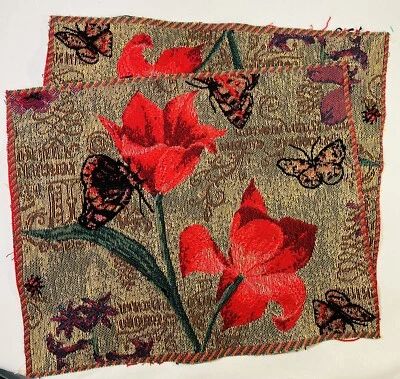 Juego de 2 alfombrillas de mesa tapiz pesado floral y mariposa K. De colección 17”x13”  Foto 1 de 4