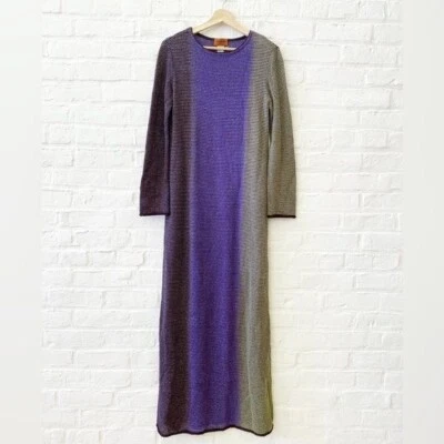 Missoni || Maxi Vestido Suéter Tejido Manga Larga Púrpura Verde Foto 1 de 4