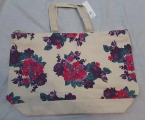 SOFT SURROUNDINGS large canvas purple floral dual strap tote bag NEW $79.95 - Picture 1 of 4