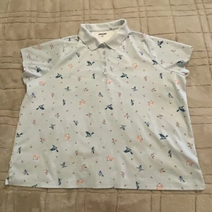 Lands End Women’s Polo 3XL 24-26W Cotton Short Sleeve Bird Print Outdoor Casual - Picture 1 of 12