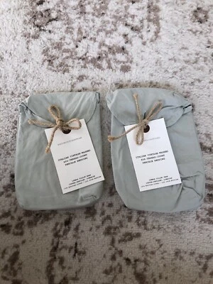 JUEGO DE 2 HERRAJES DE RESTAURACIÓN ITALIANOS LAVADOS 464 PERCAL ALMOHADA LUMBAR FARSA SIL SALVIA Foto 1 de 4