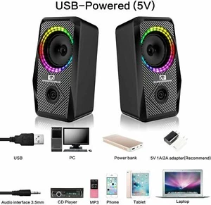 Altavoz LED USB PC PC estéreo altavoces multimedia cajas para ordenador portátil - Imagen 1 de 18