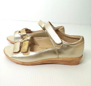 Newport Frenz Shoes Gold (Semi Flats) Sandals Wedge Heel Size 37 - Picture 1 of 5