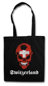 SWITZERLAND FOOTBALL SKULL FLAG TASCHE STOFFTASCHE - Schweiz Bag Fahne - Picture 1 of 1
