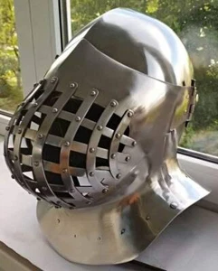 3 Century Medieval Bascinet Helmet 16GA Medieval Viking Warrior Helmet  - Picture 1 of 9