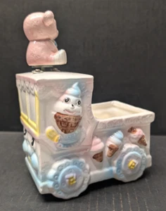 Vintage Rubens Musical Anthropomorphic Ice Cream Truck Planter with Turning Bear - Picture 1 of 10