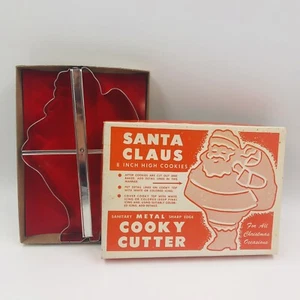 Vtg Santa Claus Metal "Cooky" Cookie Cutter 8 Inch High Cookies NOS Original Box - Picture 1 of 10