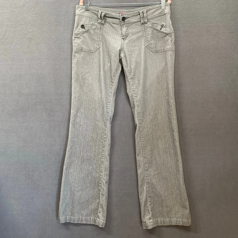 Vtg Y2K 00s 90s Unionbay Flare Leg Corduroy Pant Juniors 11 Stretch Grey Indie - Image 1 of 4