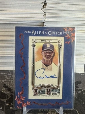 2025 Topps Allen & Ginter ~ Paul Molitor ~ в рамке мини с автографом #'d 02/99 ~ близнецы - Изображение 1 из 2