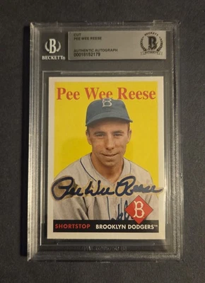 Pee Wee Reese 2019 Brooklyn Dodgers signed custom made card Beckett slabbed  - Image 1 of 2
