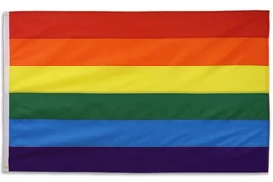 Embroidered Rainbow 3x5ft 210D Oxford Poly LGBTQ Rainbow Pride Flag - Picture 1 of 5