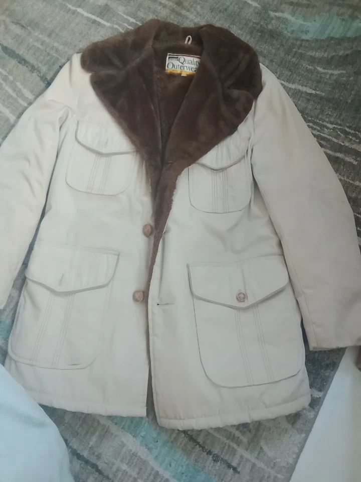 Abrigo de Cuero Montgomery Ward Vintage Talla 40 Mediano Forrado de Piel Botón Frontal Foto 1 de 4