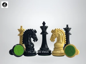 3.75" Sheffield Knight Luxury Chess Pieces Only-Double Weighted Ebonised Boxwood - Picture 1 of 9