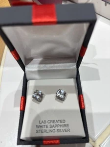Lab Created White Sapphire Sterling Silver Earrings - Picture 1 of 2