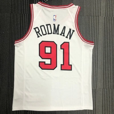 Vintage Chicago Bulls Dennis Rodman #91 White Home Jersey – 1995-98 Classic NBA - Image 1 of 4