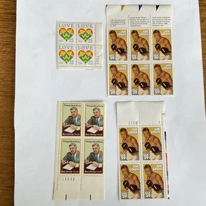 18 US stamps~1981-1993~Joe Louis+selvage~Whitney Moore Young~Love~4 plate blocks - Picture 1 of 7