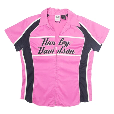 Camisa lisa rosa manga corta Harley Davidson para mujer L Foto 1 de 4