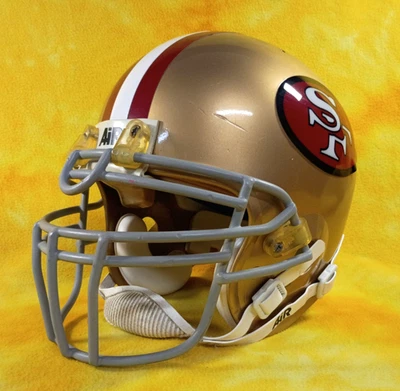 Throw back San Francisco 49ers 定制全尺寸 Schutt Air 橄榄球头盔 Med — 第 1/4 张图片