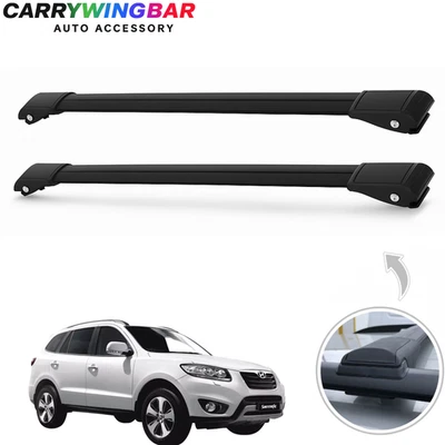 Fit 2009-2012 Hyundai Santa Fe CM Roof Rack Cross Bars Black Alu Pair - Image 1 of 4
