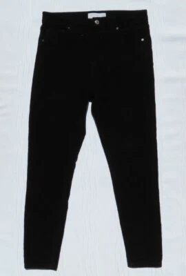 Jeans TOPSHOP 30 US M 8 preto veludo elástico JAMIE cintura alta skinny cordões ESTADO PERFEITO - Imagem 1 de 4