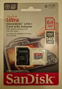 SanDisk Ultra Micro SD 64GB Class 10 SDHC SDXC Memory Card 100MB/s With Adaptor - Picture 1 of 2
